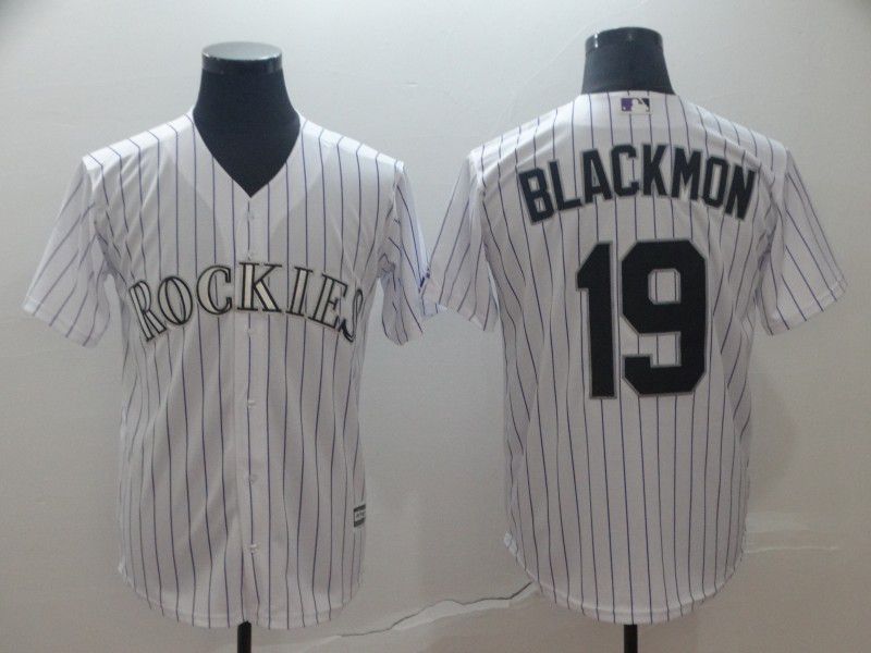 Men Colorado Rockies 19 Blackmon White Game MLB Jersey